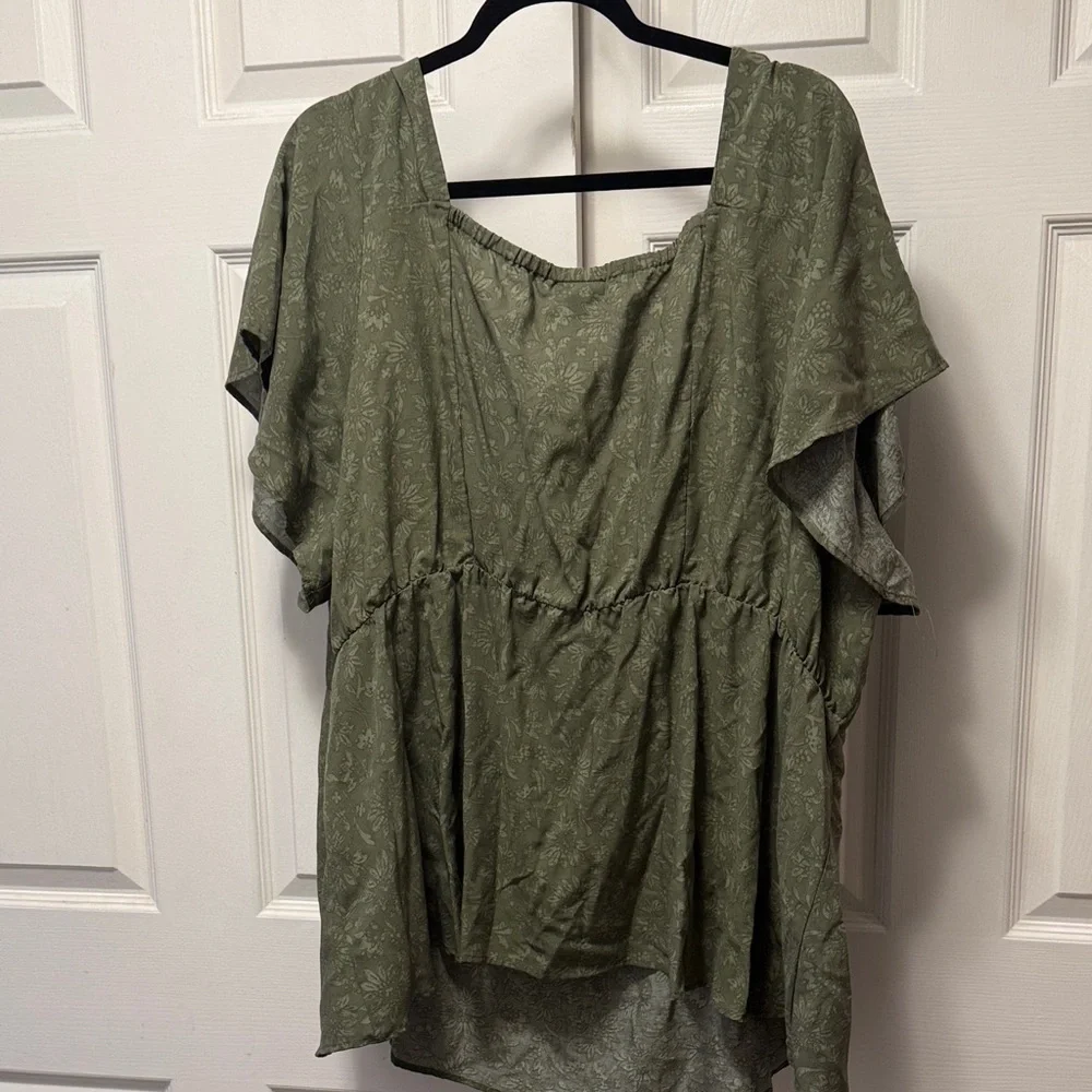torrid Olive Floral V-Neck Wrap-Style Blouse - Picture 6 of 6